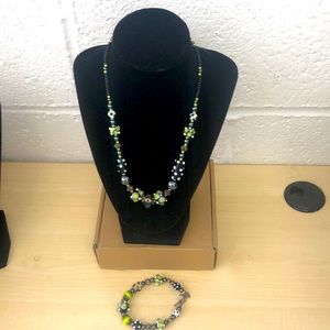 Wedding cake beads necklace and matching bracelet